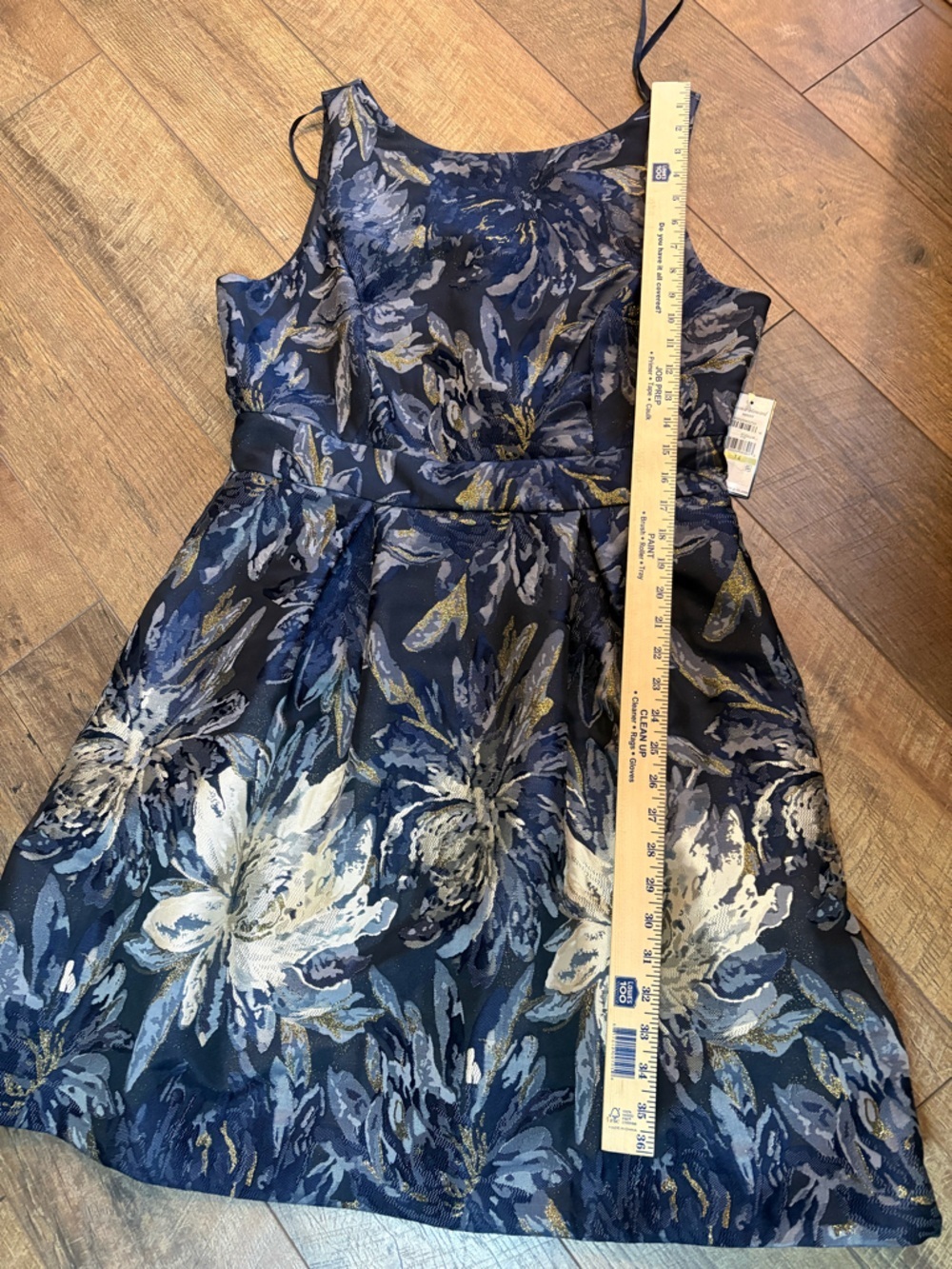 NWT Jessica Howard Navy Gold Floral Dress Size 14 Fit & Flare - Picture 11 of 13